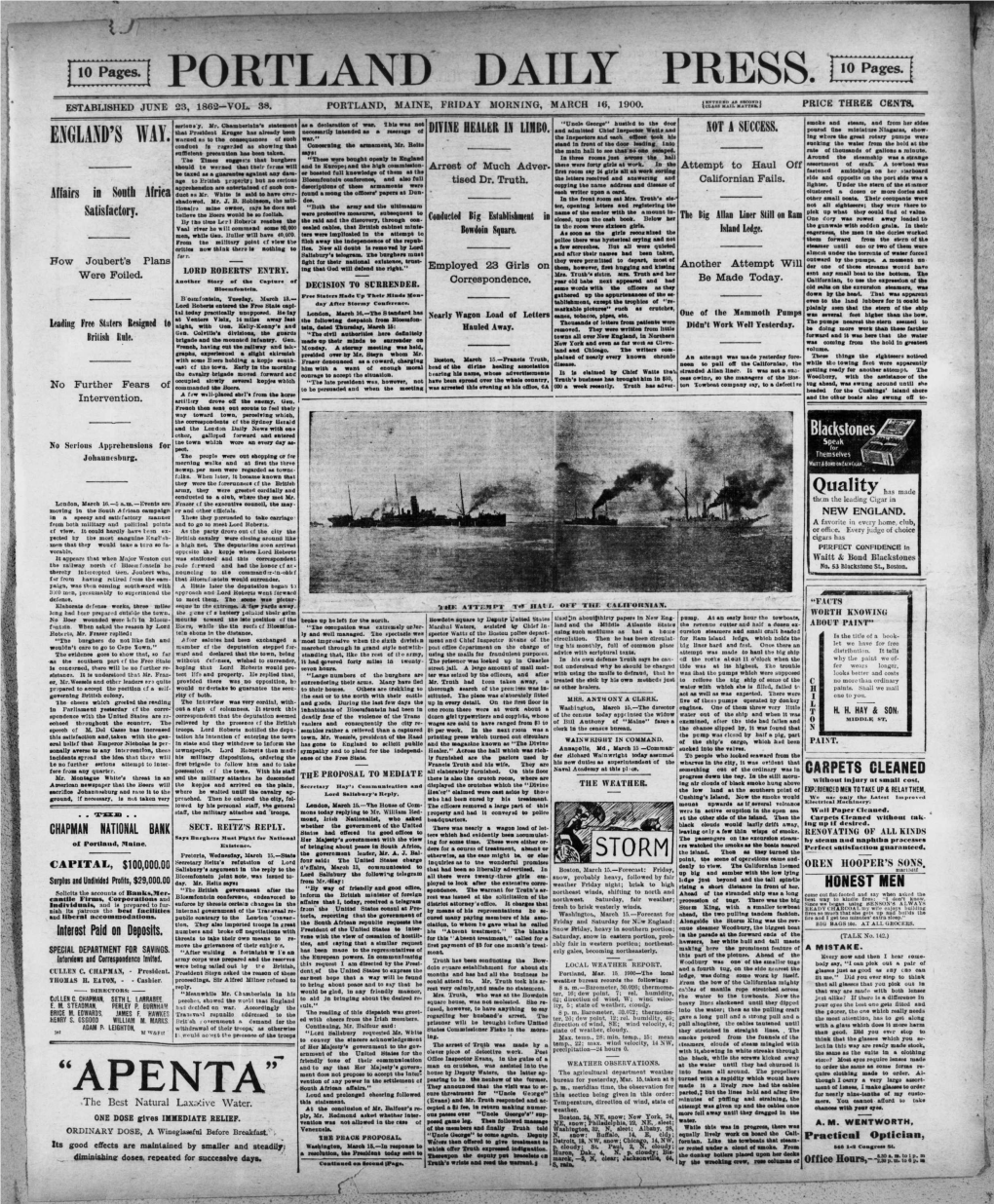 Portland Daily Press: March 16, 1900