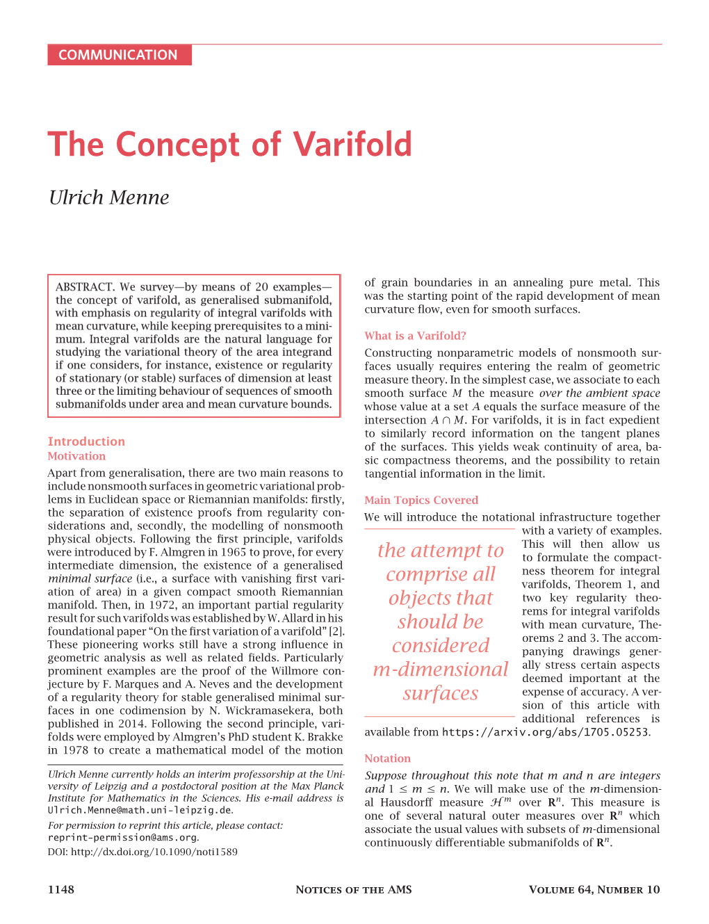 The Concept of Varifold