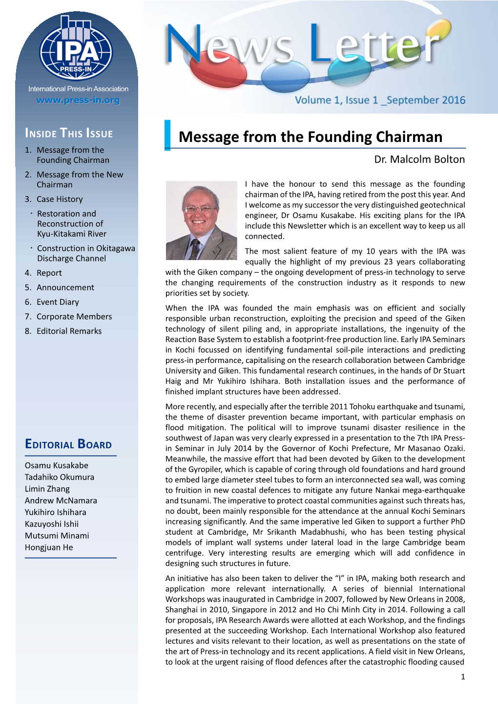 Message from the Founding Chairman 1