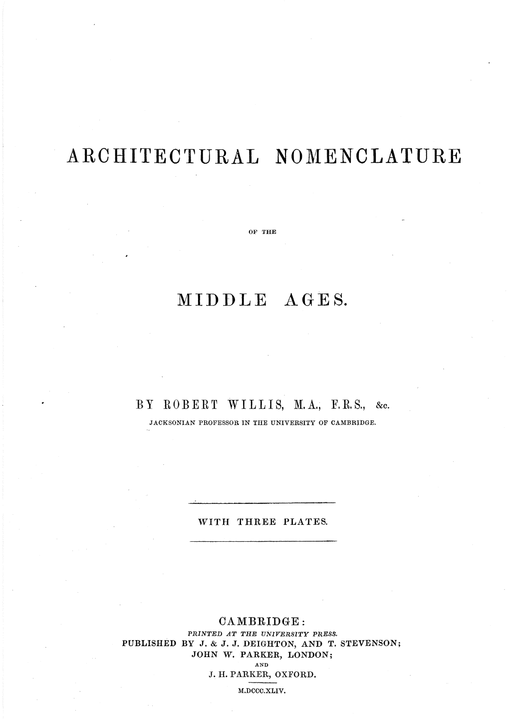 Architectural Nomenclature of the Middle Ages