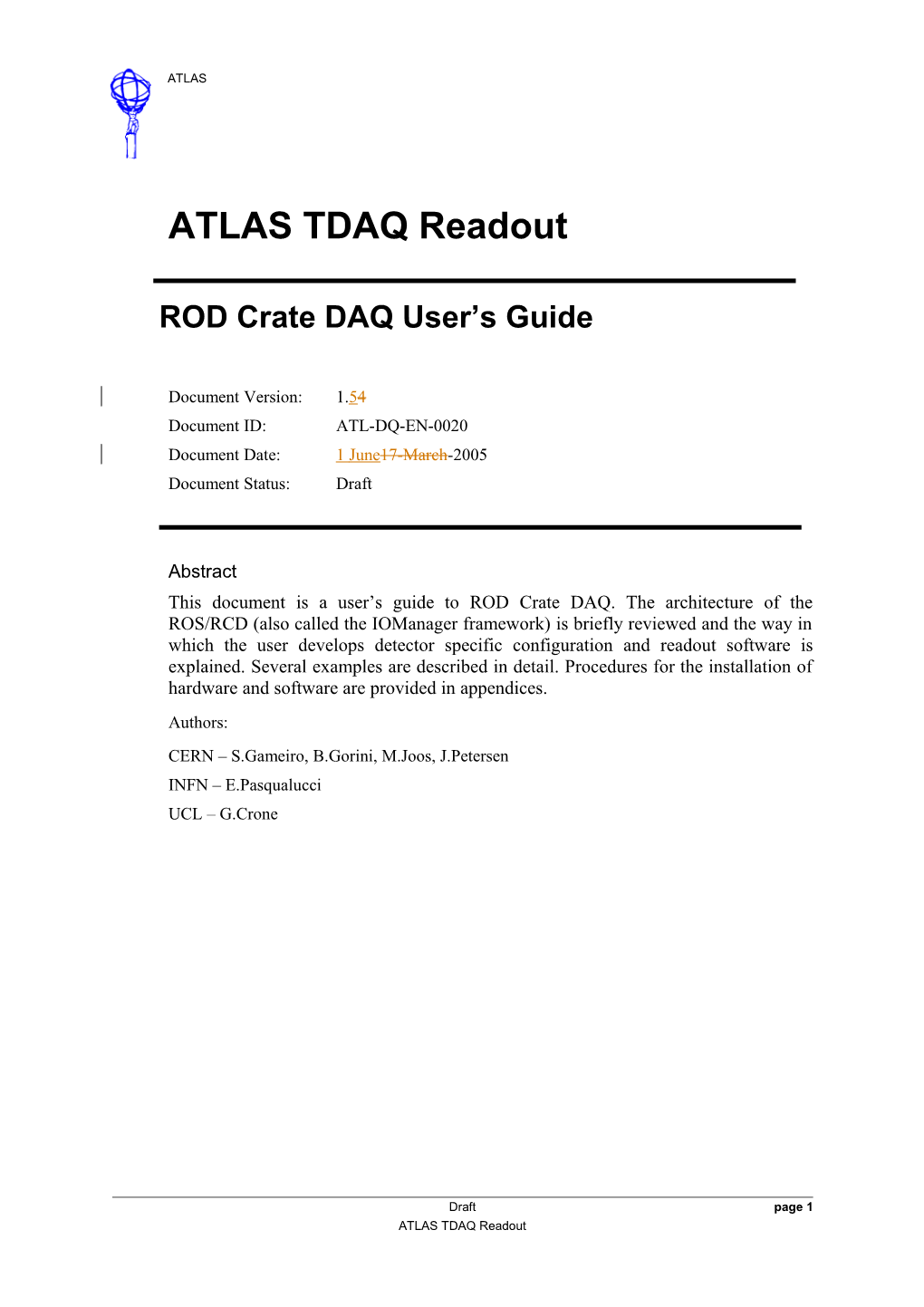 ROD Crate DAQ User S Guide