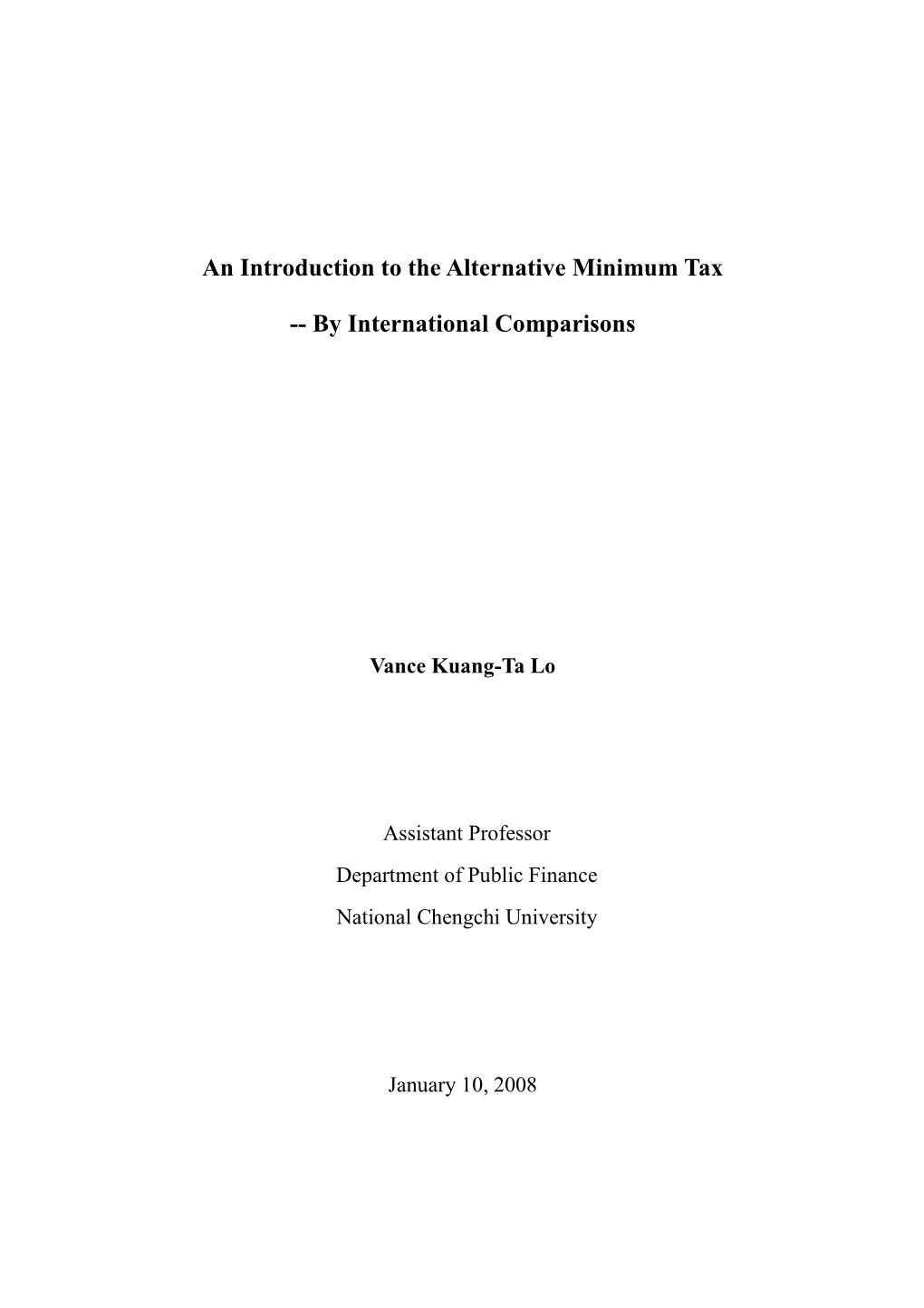 An Introduction to the Alternative Minimum Tax