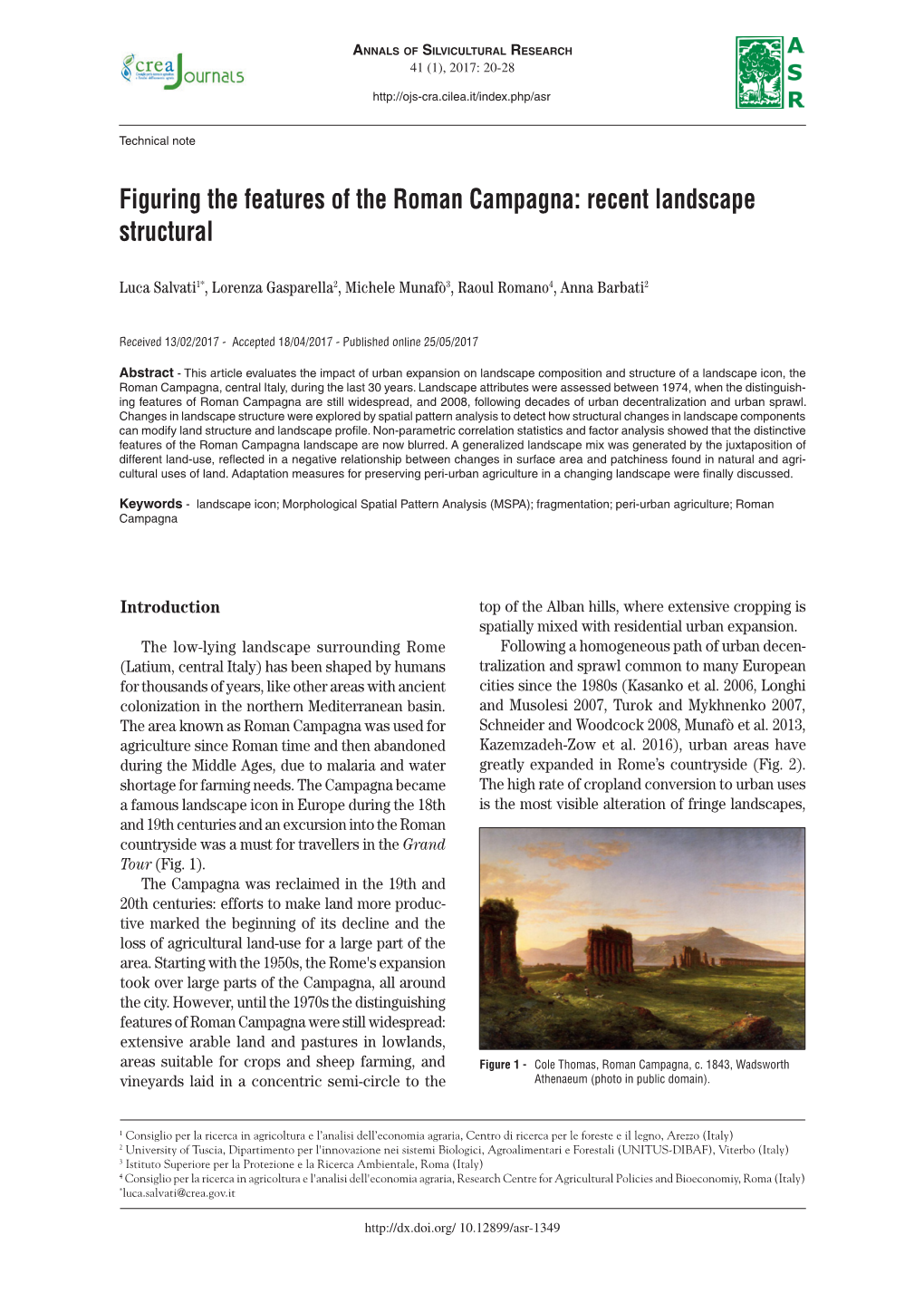 Figuring the Features of the Roman Campagna: Recent Landscape Structural