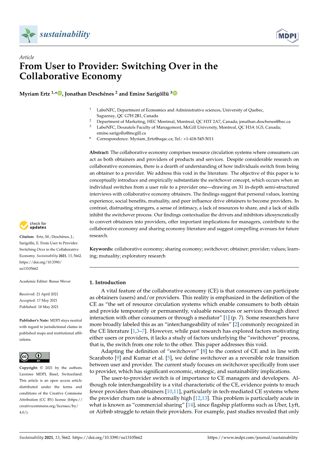 From User to Provider: Switching Over in the Collaborative Economy