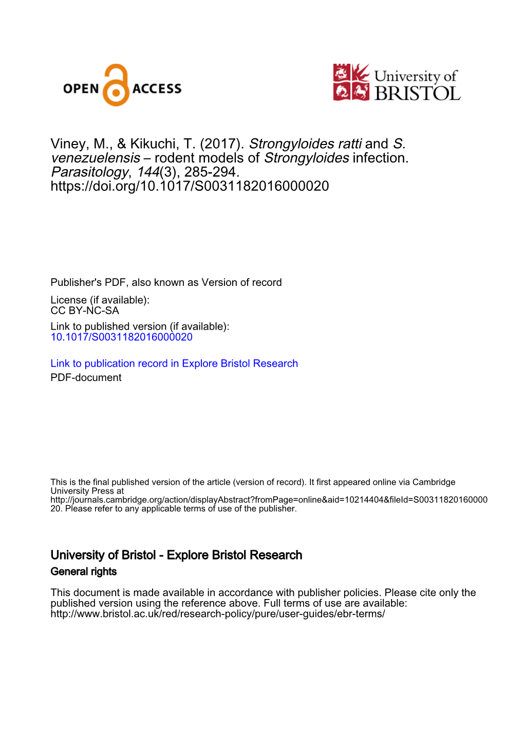 Strongyloides Ratti and S