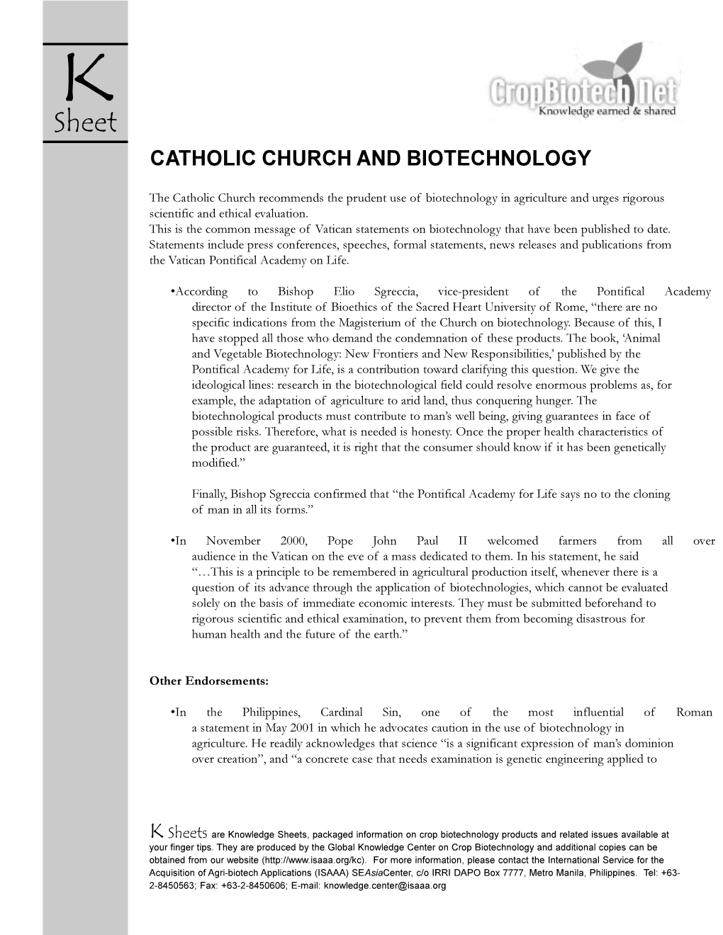Church and Biotechnology
