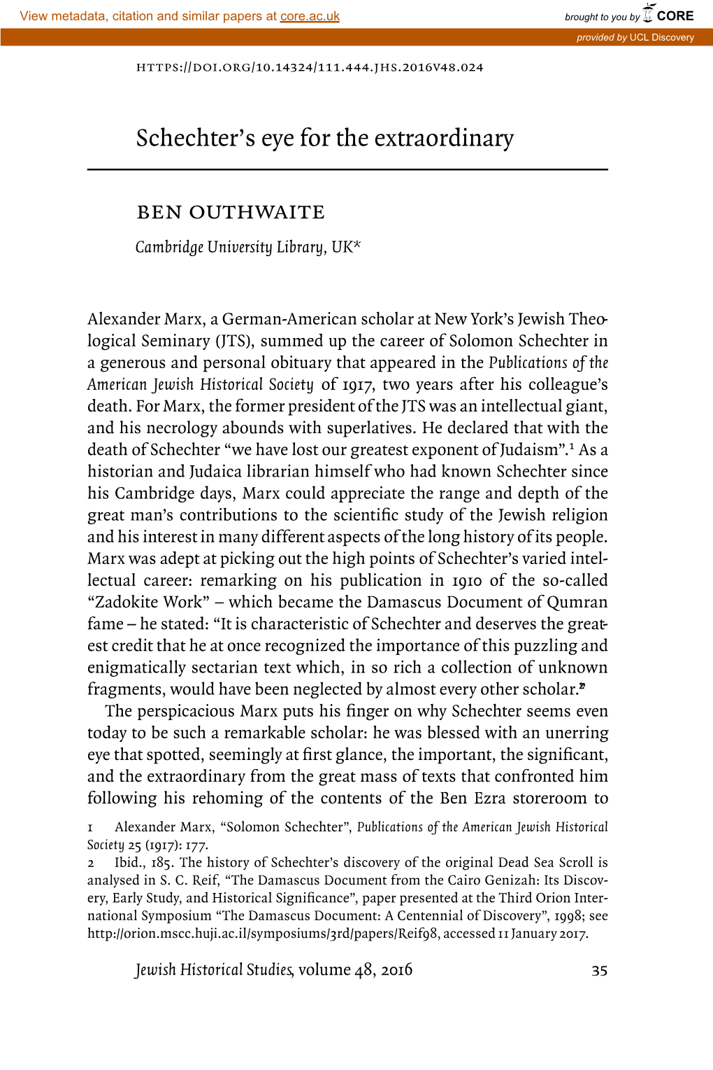 Schechter's Eye for the Extraordinary Ben Outhwaite