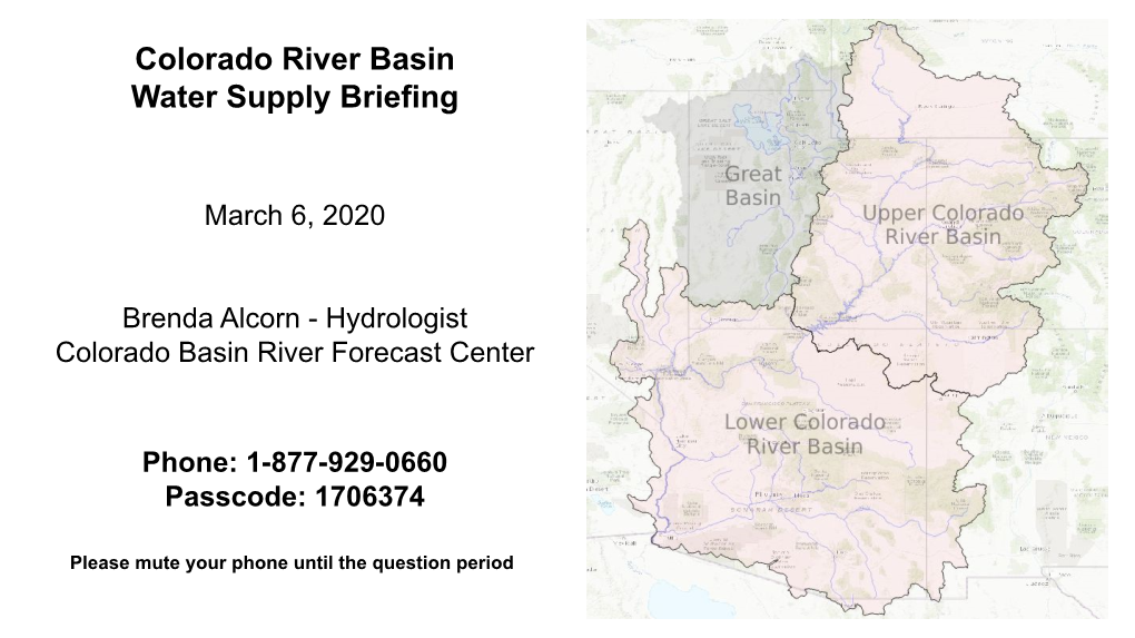 March 2020 Colorado River Basin Water Supply Webinar