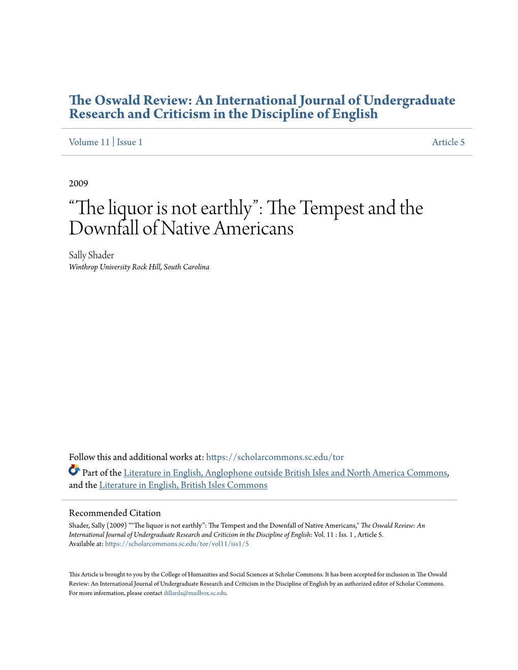 The Tempest and the Downfall of Native Americans