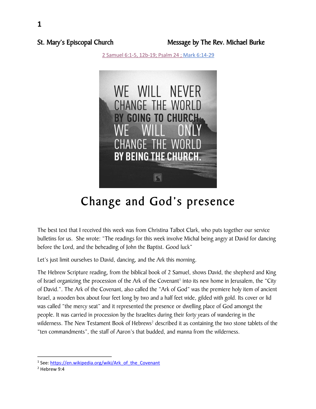 Change and God's Presence