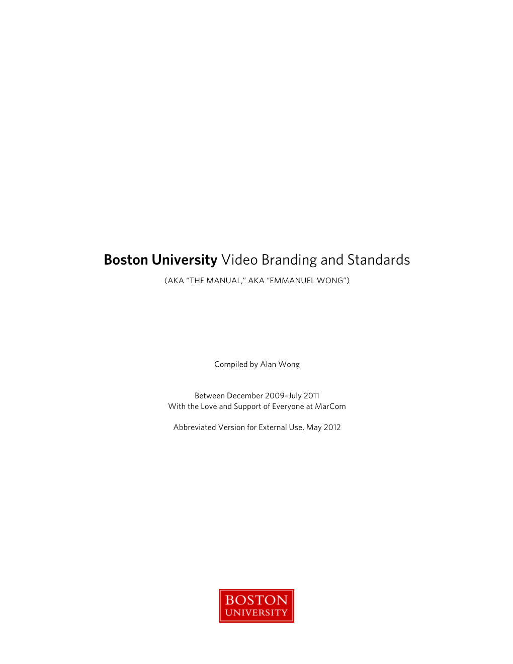 Boston University Video Branding and Standards