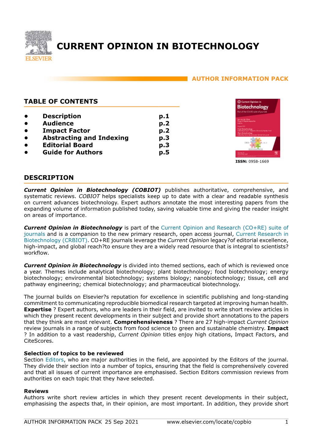 Current Opinion in Biotechnology