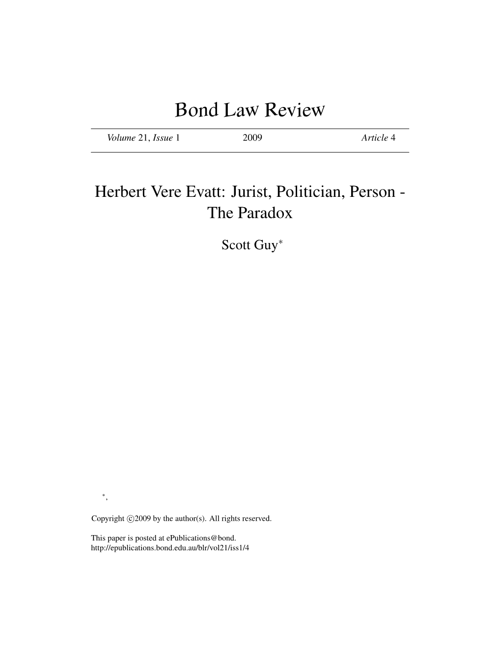 Bond Law Review