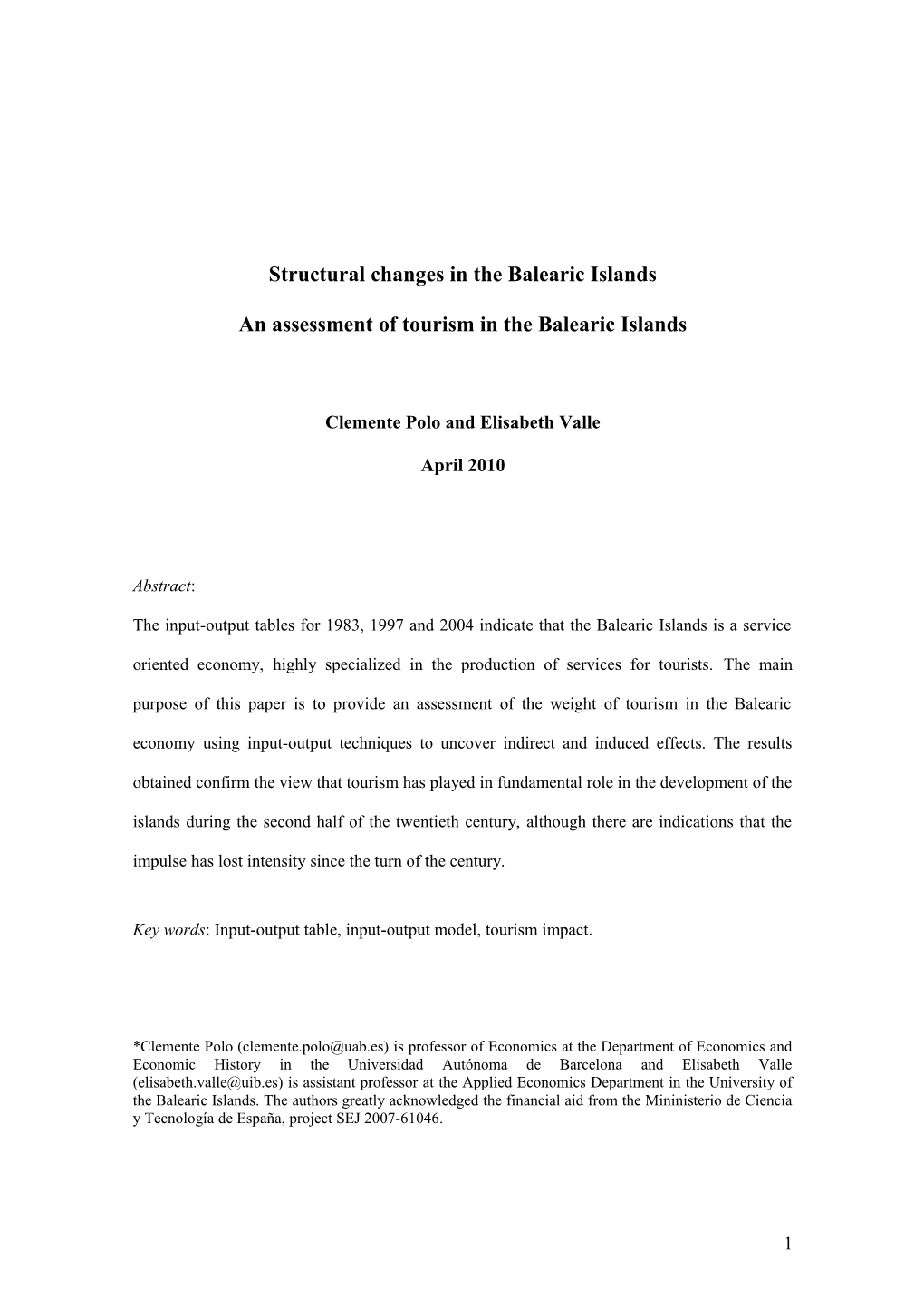 Structural Changes in the Balearic Islands