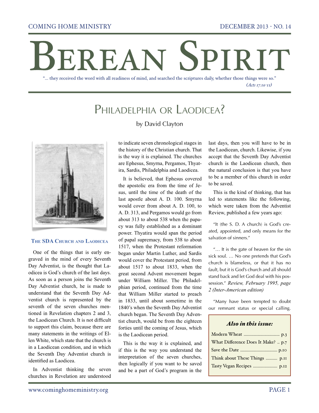 Berean Spirit DECEMBER 2013 - NO