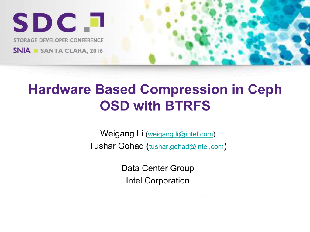 Hardware Based Compression in Ceph OSD with BTRFS