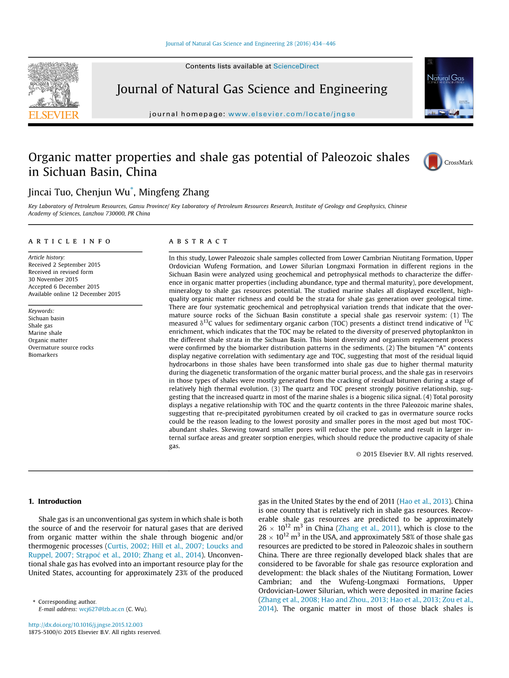 Journal of Natural Gas Science and Engineering 28 (2016) 434E446