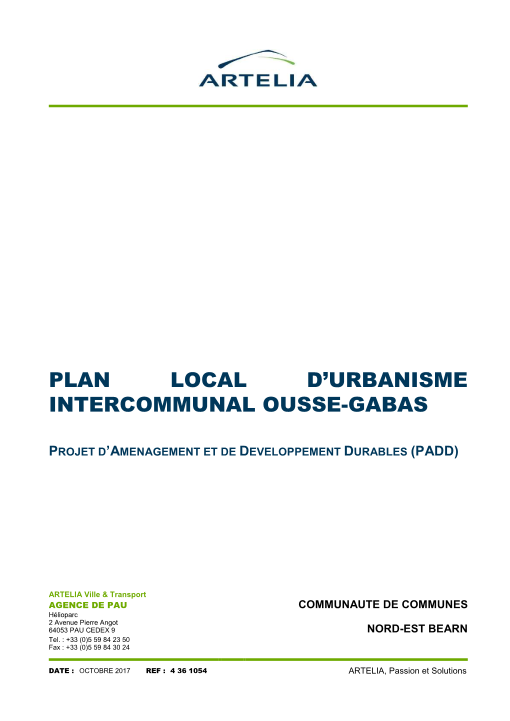 Plan Local D'urbanisme Intercommunal Ousse-Gabas