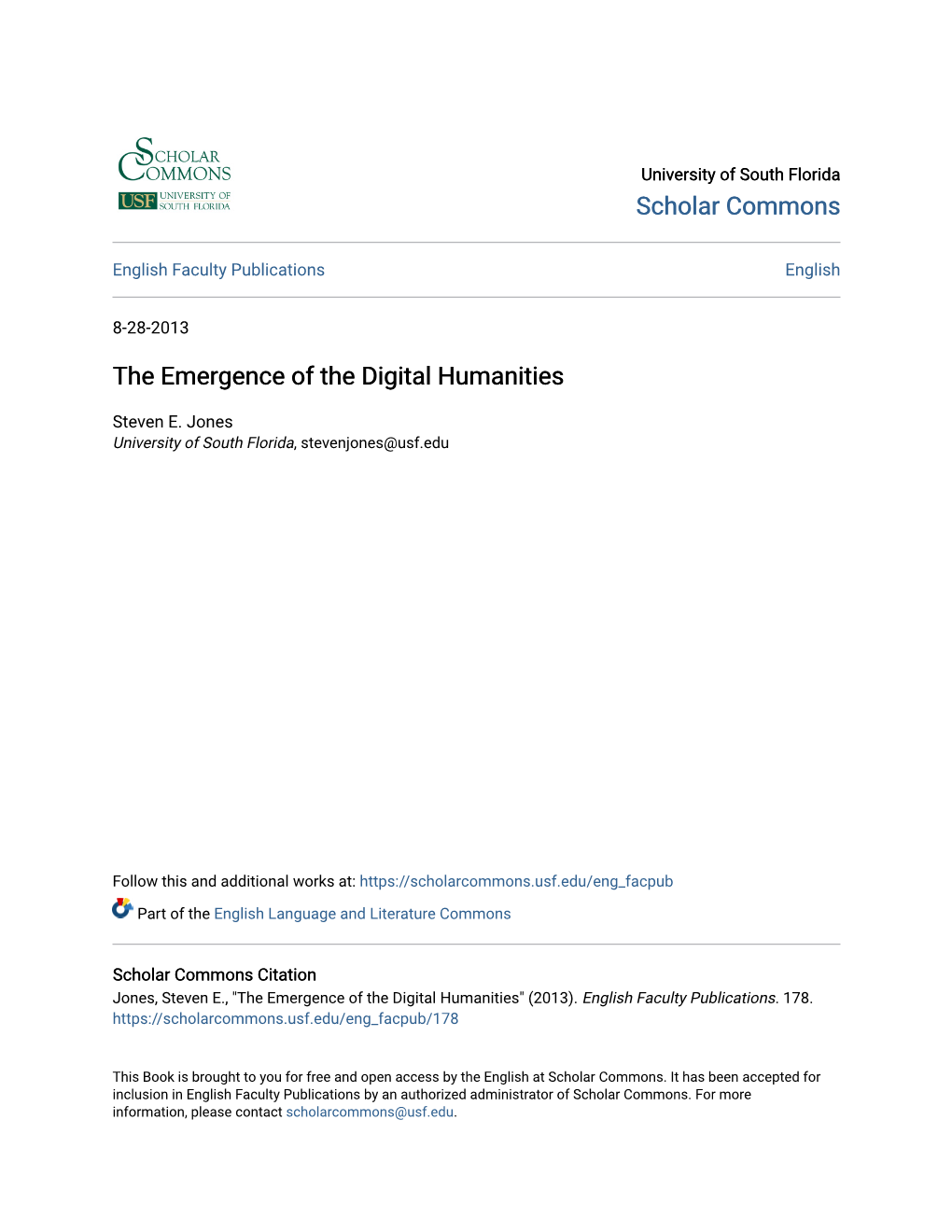 The Emergence of the Digital Humanities