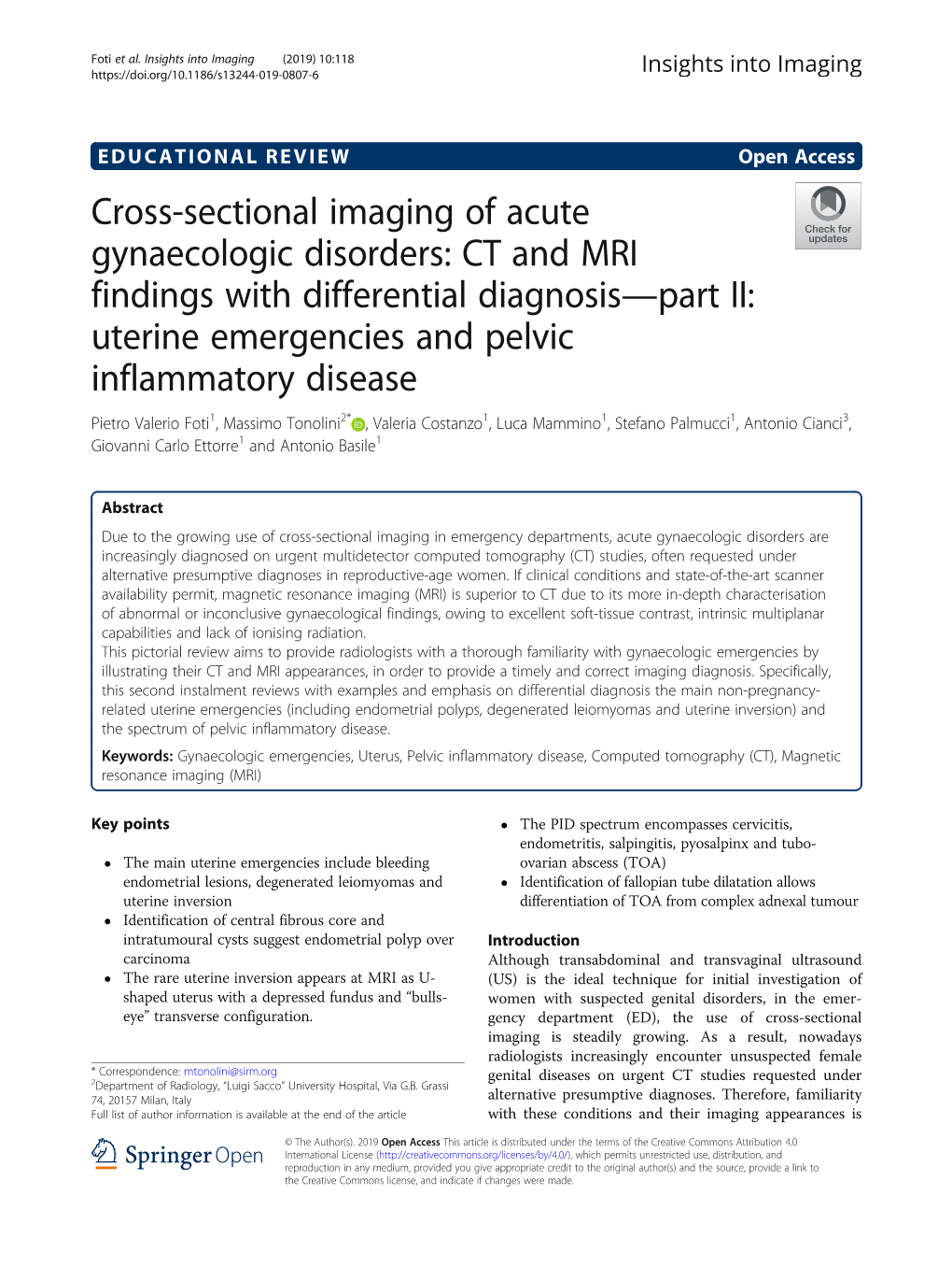 Cross-Sectional Imaging of Acute Gynaecologic Disorders: CT and MRI Findings with Differential Diagnosis—Part II: Uterine Emer
