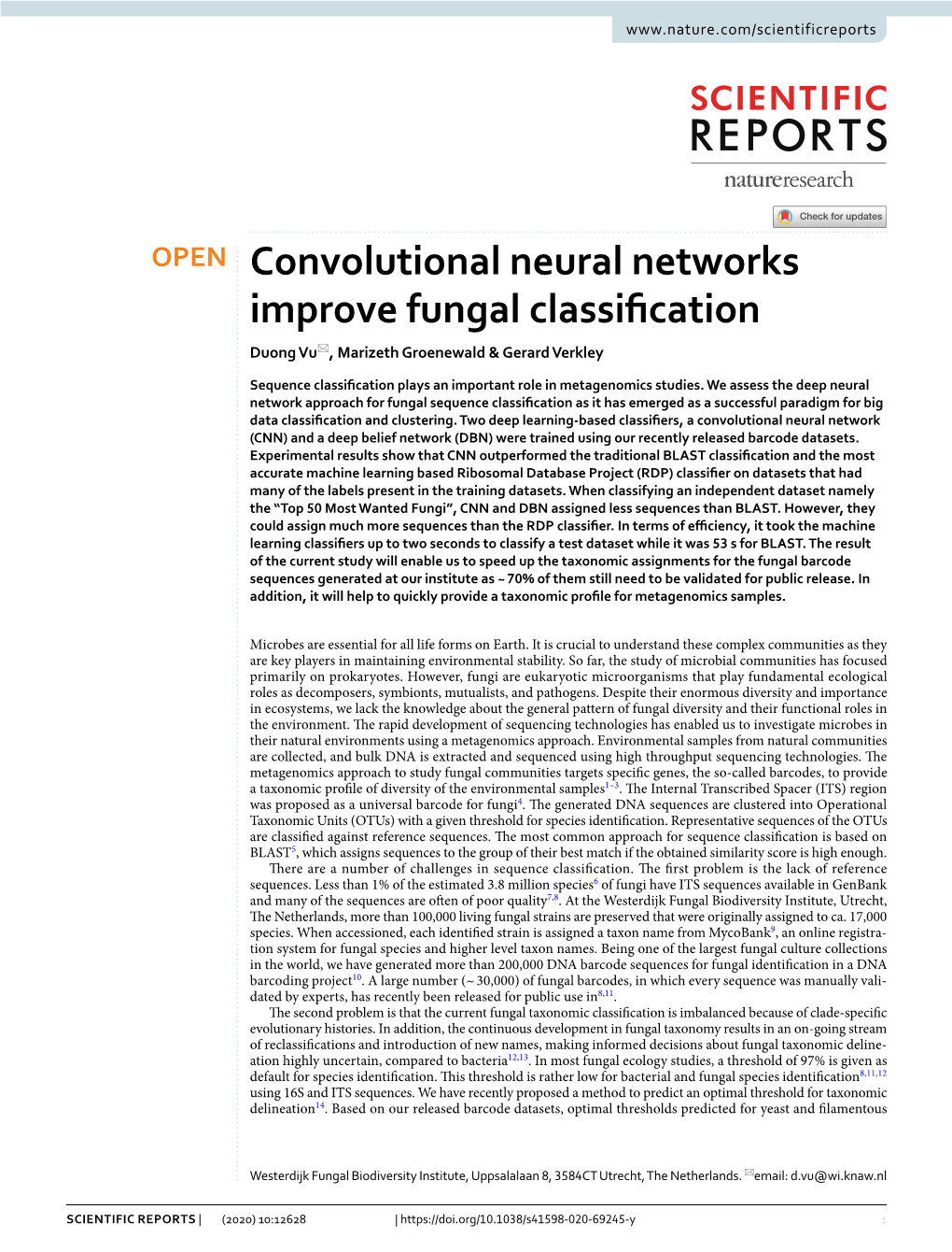 Convolutional Neural Networks Improve Fungal Classification