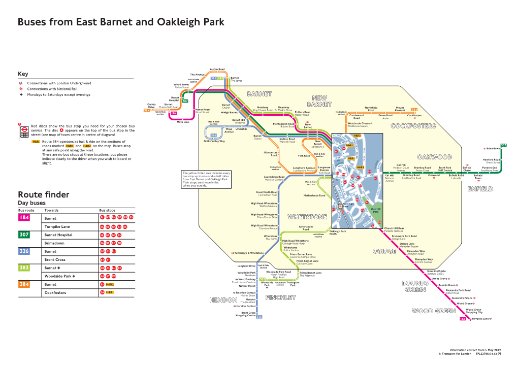 Buses from East Barnet and Oakleigh Park