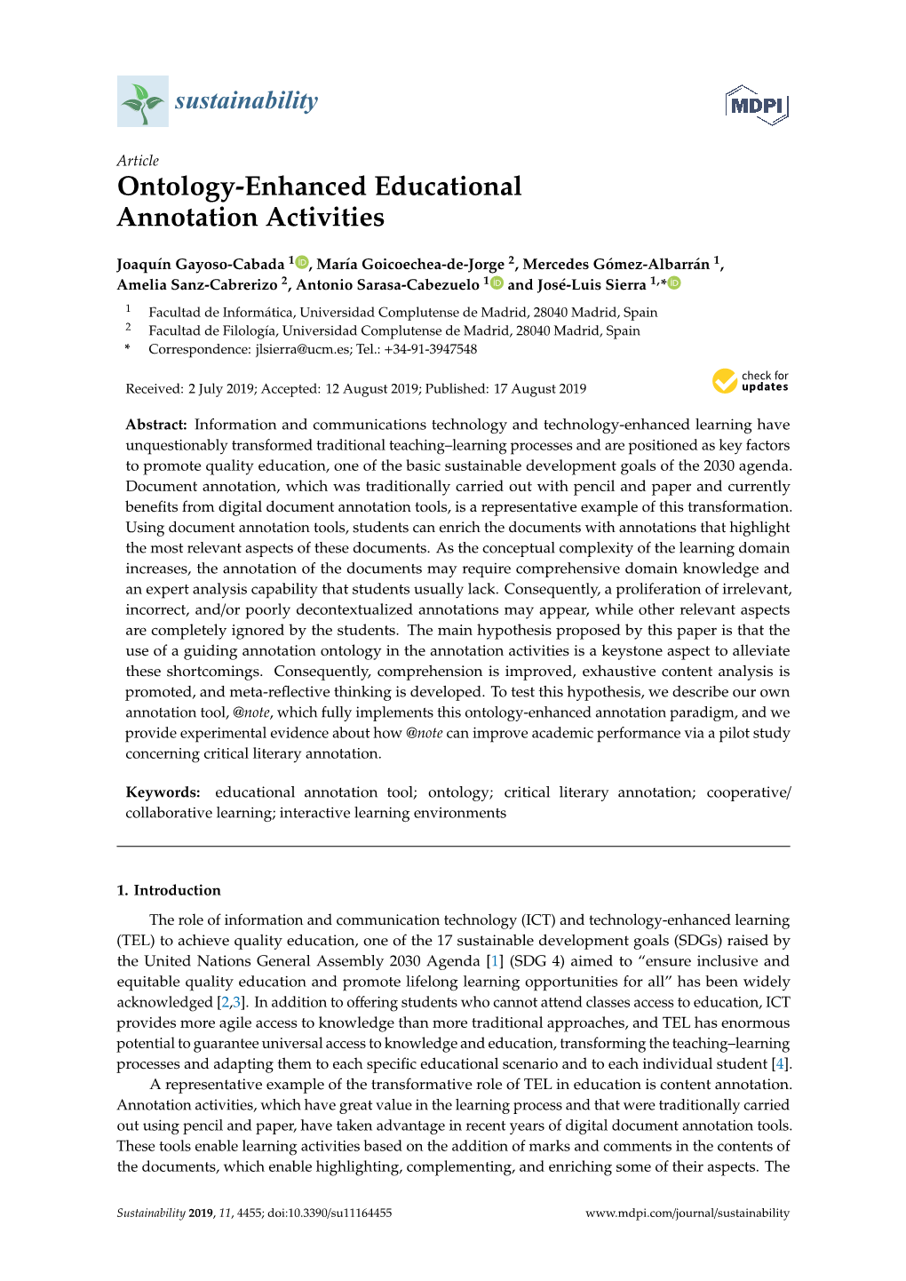 Ontology-Enhanced Educational Annotation Activities