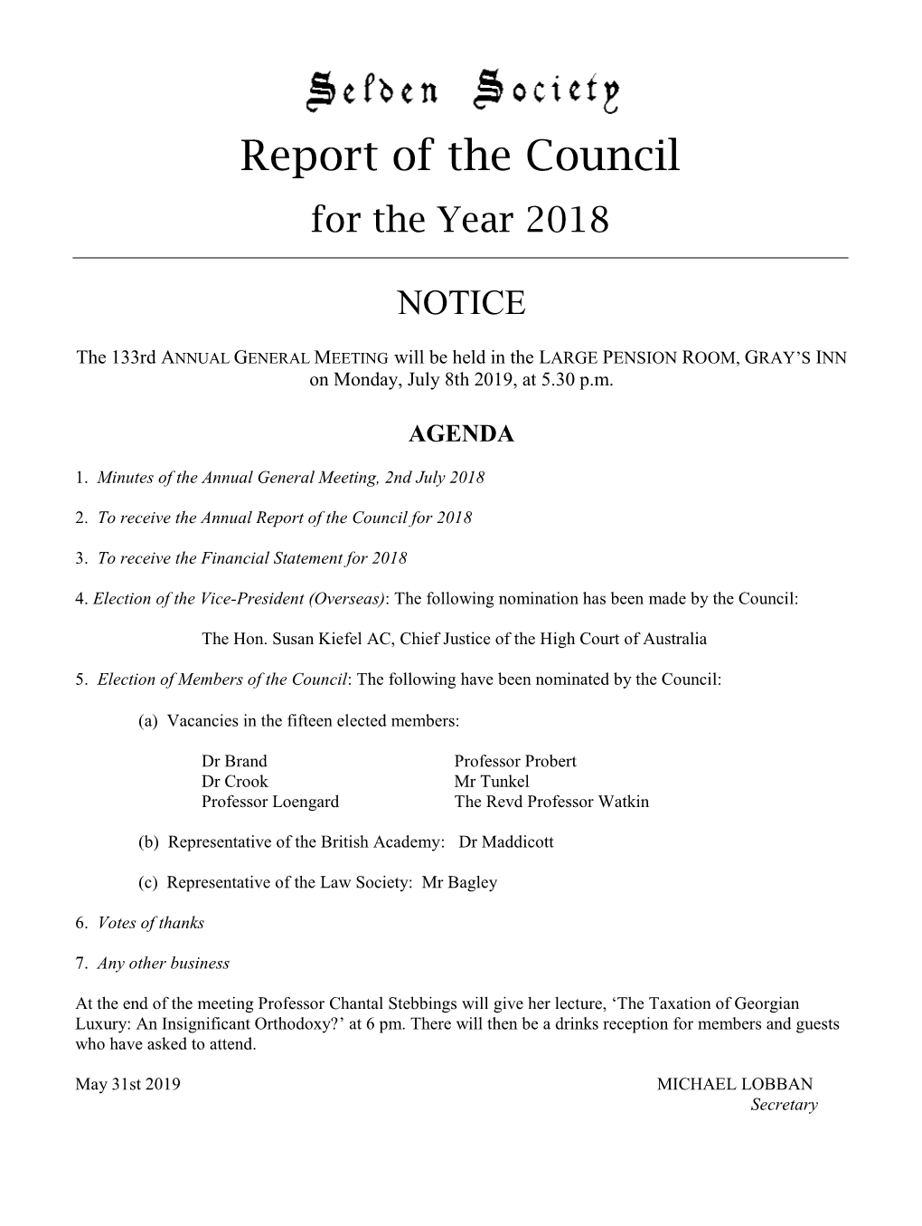 Annual Report for 2018