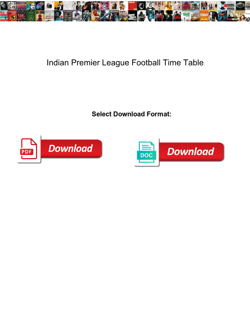 Indian Premier League Football Time Table