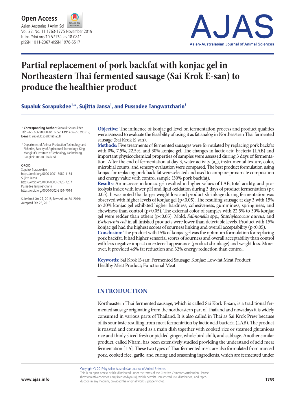 Partial Replacement of Pork Backfat with Konjac Gel in Northeastern Thai Fermented Sausage (Sai Krok E-San) to Produce the Healthier Product