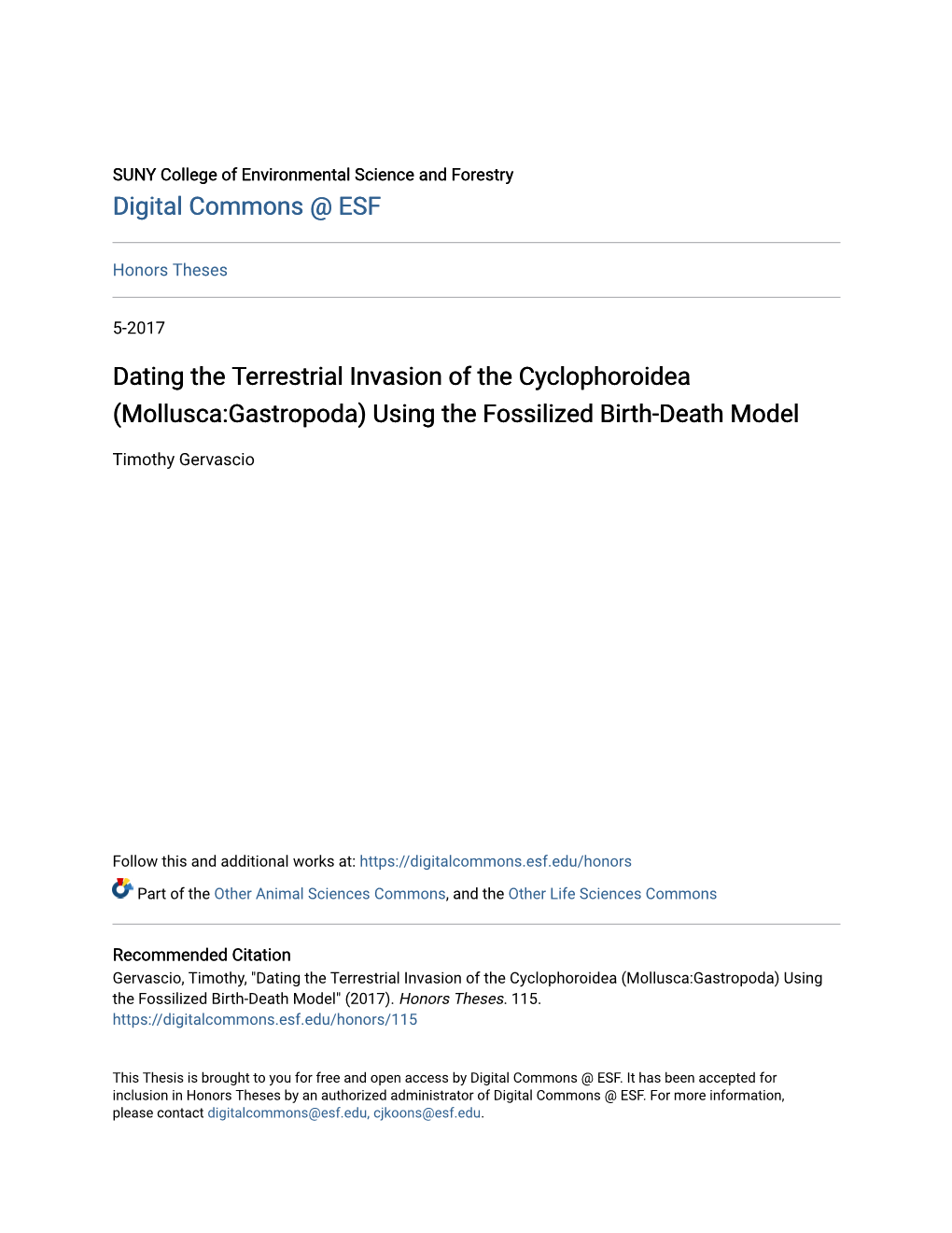 Dating the Terrestrial Invasion of the Cyclophoroidea (Mollusca:Gastropoda) Using the Fossilized Birth-Death Model