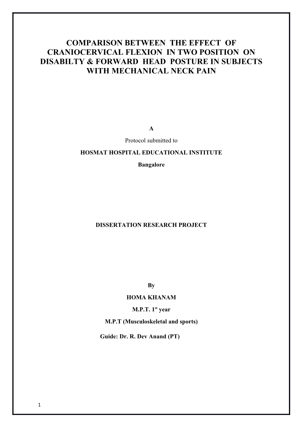 Comparison Between the Effect of Craniocervical Flexion in Two Position on Disabilty &