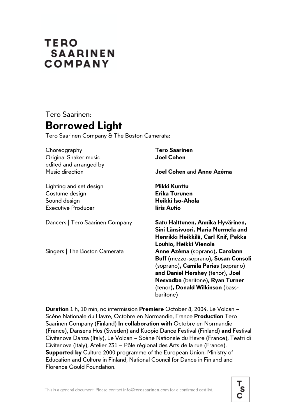 Borrowed Light Tero Saarinen Company & the Boston Camerata