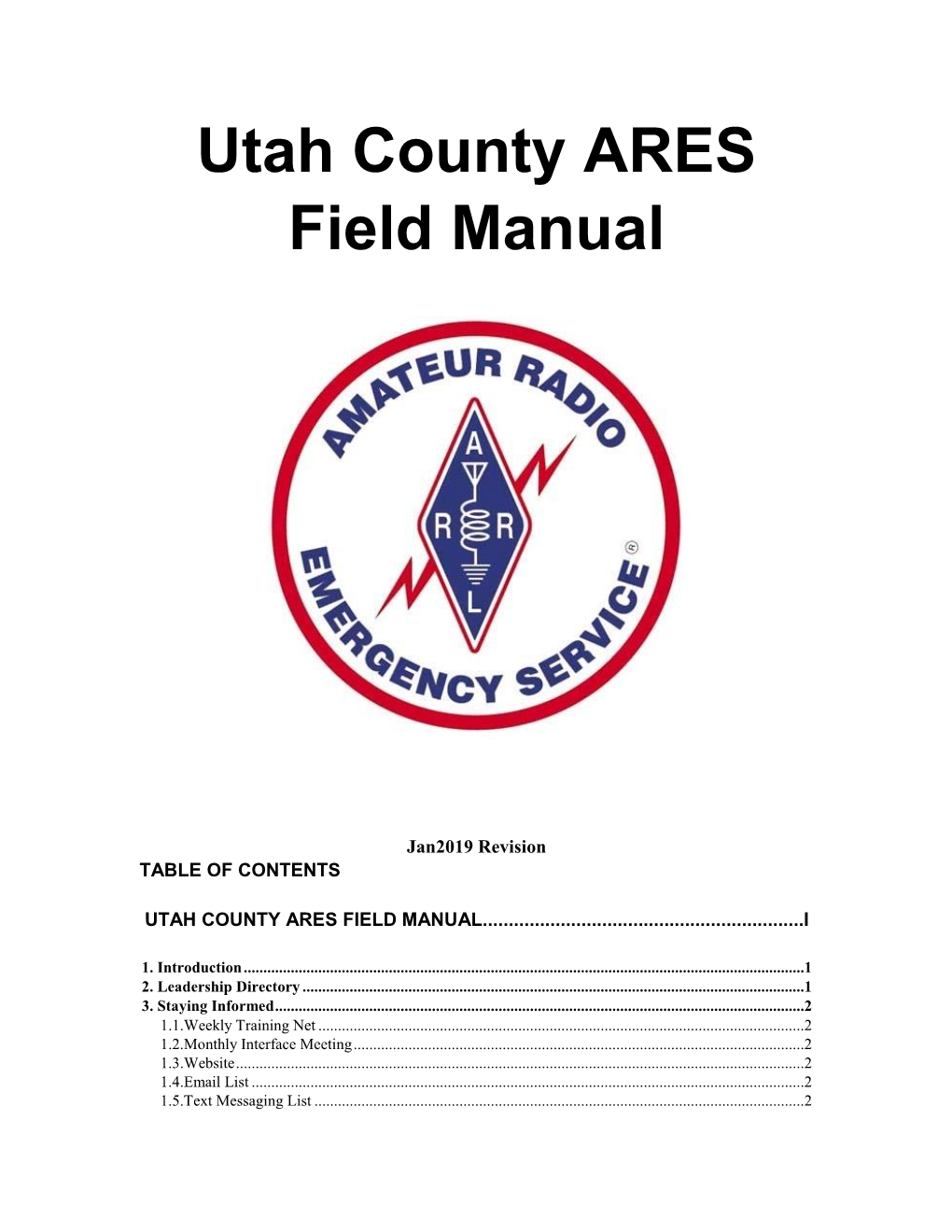 Utah County Ares Field Manual