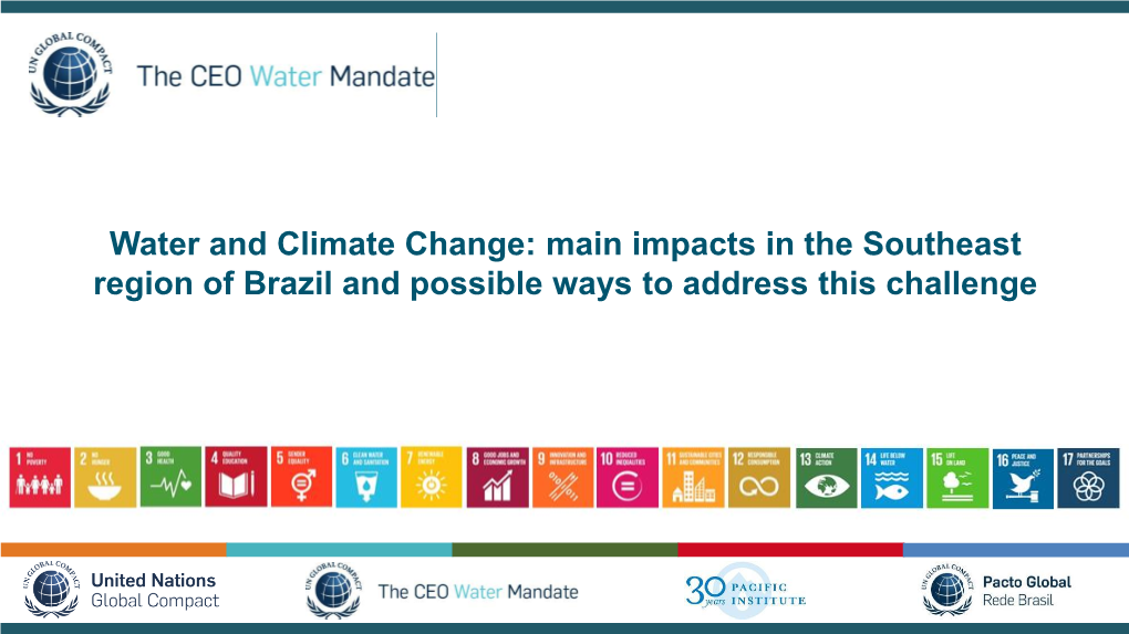 Climate Change: Main Impacts in the Southeast Region of Brazil and Possible Ways to Address This Challenge Agenda