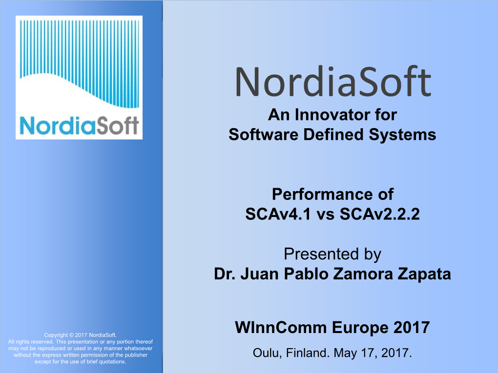 Nordiasoft Nordiasoft an Innovator for Software Defined Systems