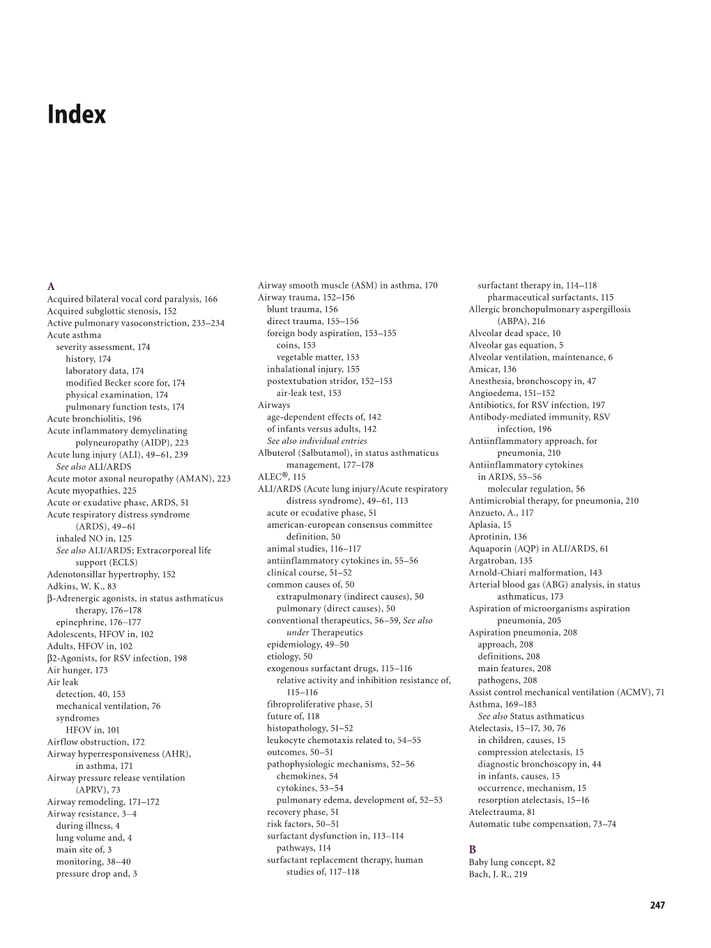 Acquired Bilateral Vocal Cord Paralysis, 166 Acquired Subglottic Stenosis