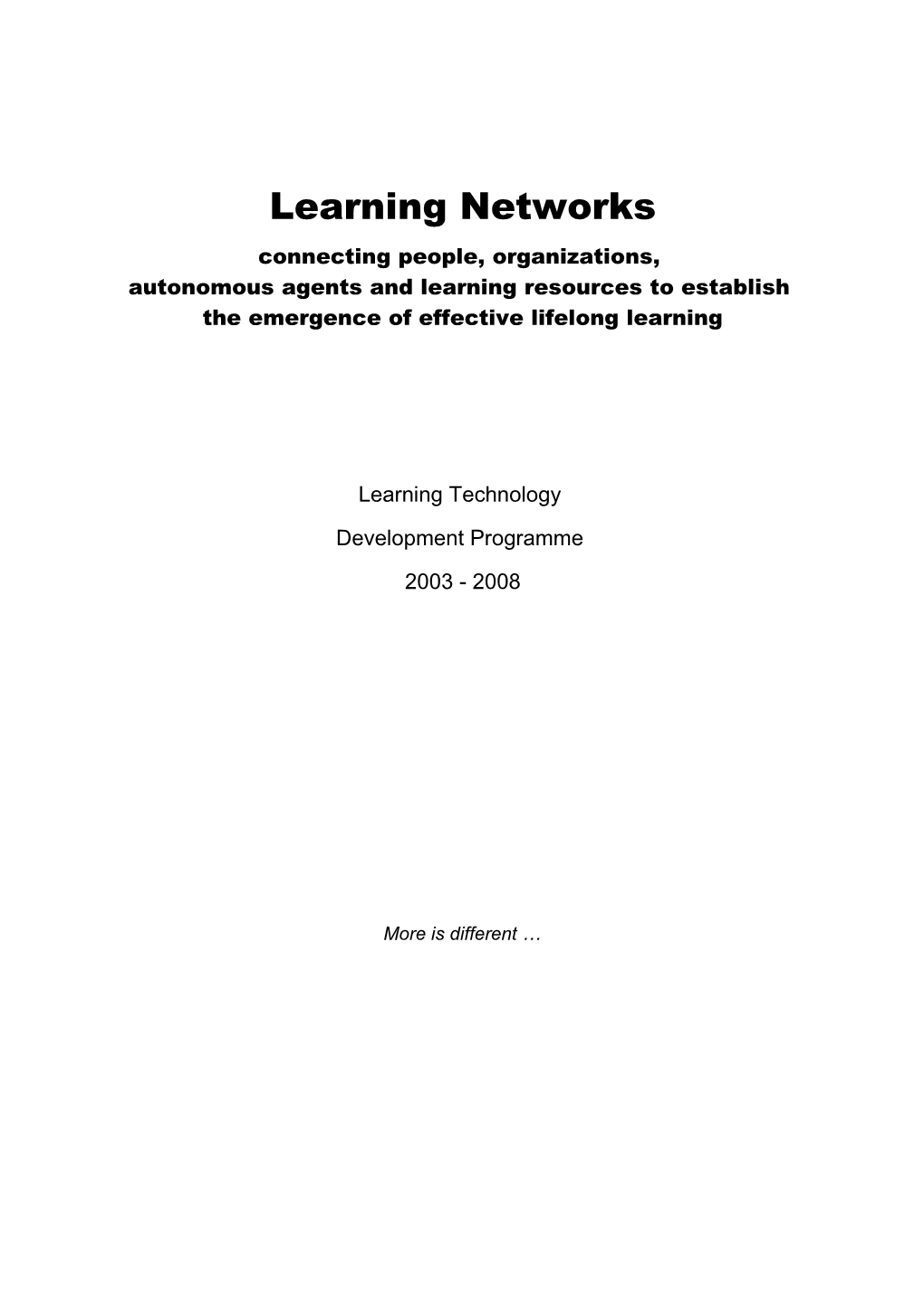 TD Programme Plan Into Learning Technologies