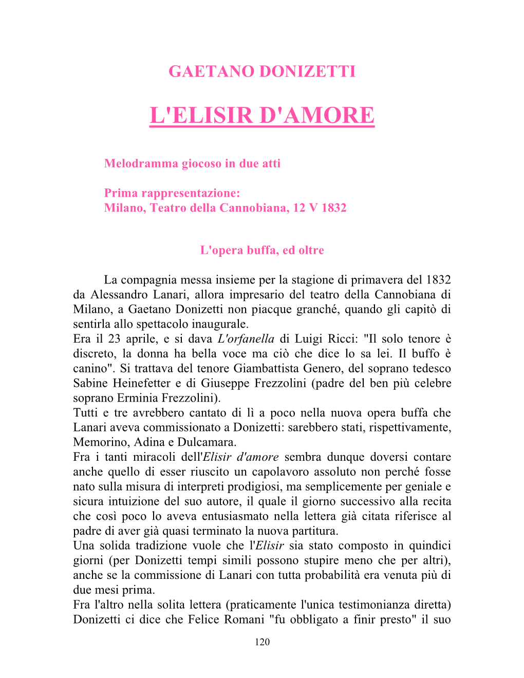 L'elisir D'amore