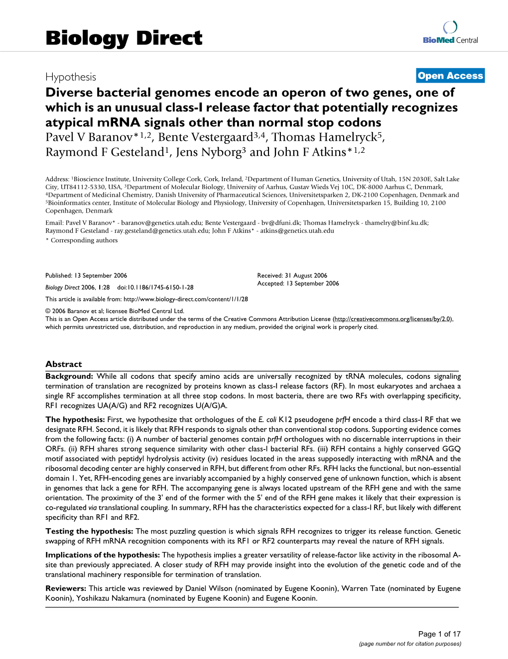 Biology Direct Biomed Central