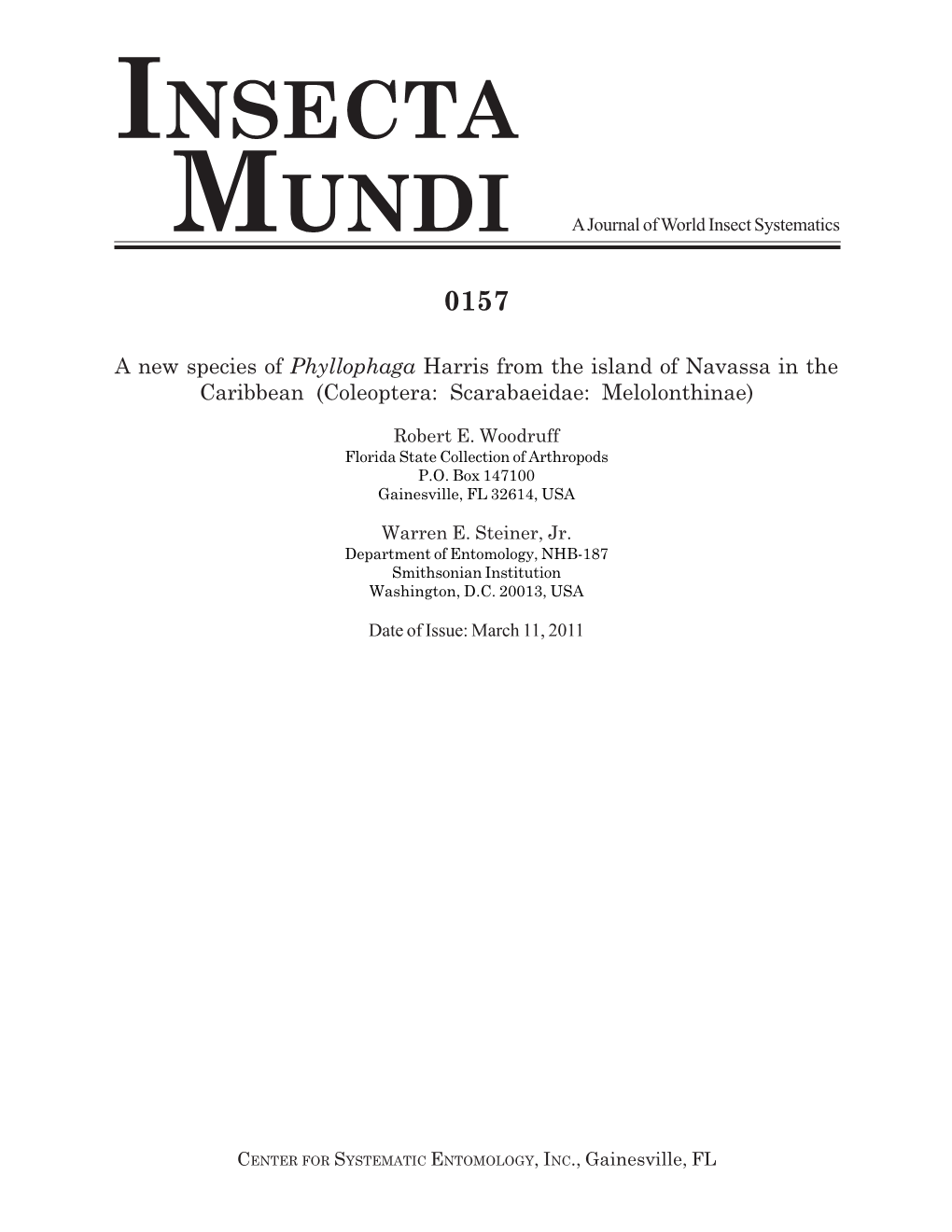 Insecta Mundi 0157: 1-6