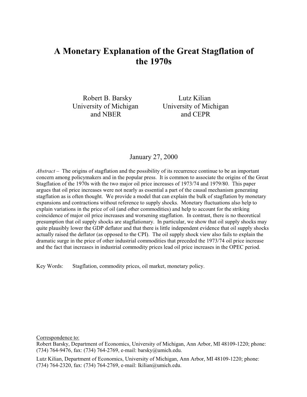 A Monetary Explanation of the Great Stagflation of the 1970S