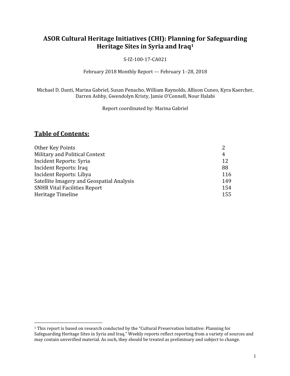 ASOR Cultural Heritage Initiatives (CHI): Planning for Safeguarding Heritage Sites in Syria and Iraq1