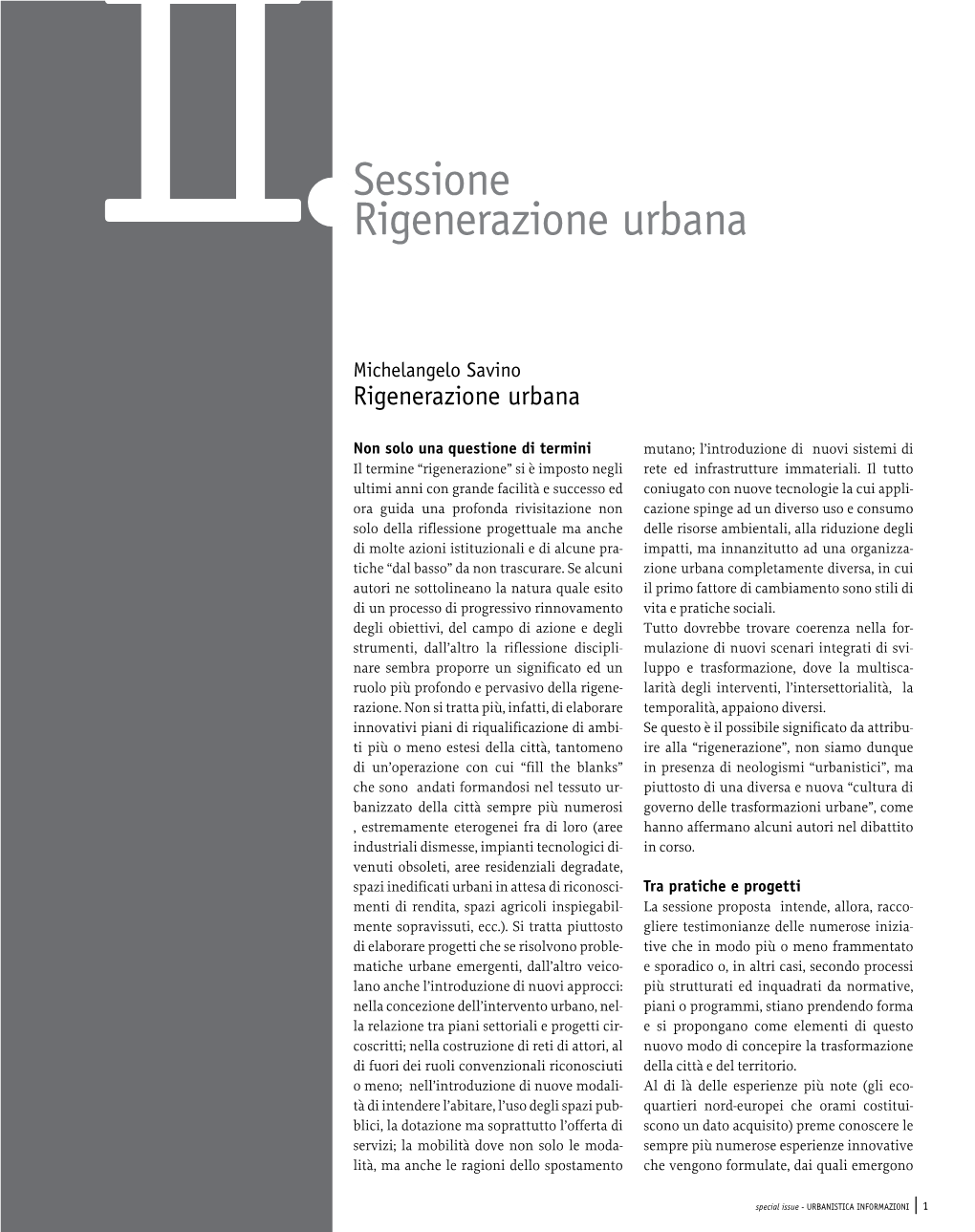 Sessione Rigenerazione Urbana