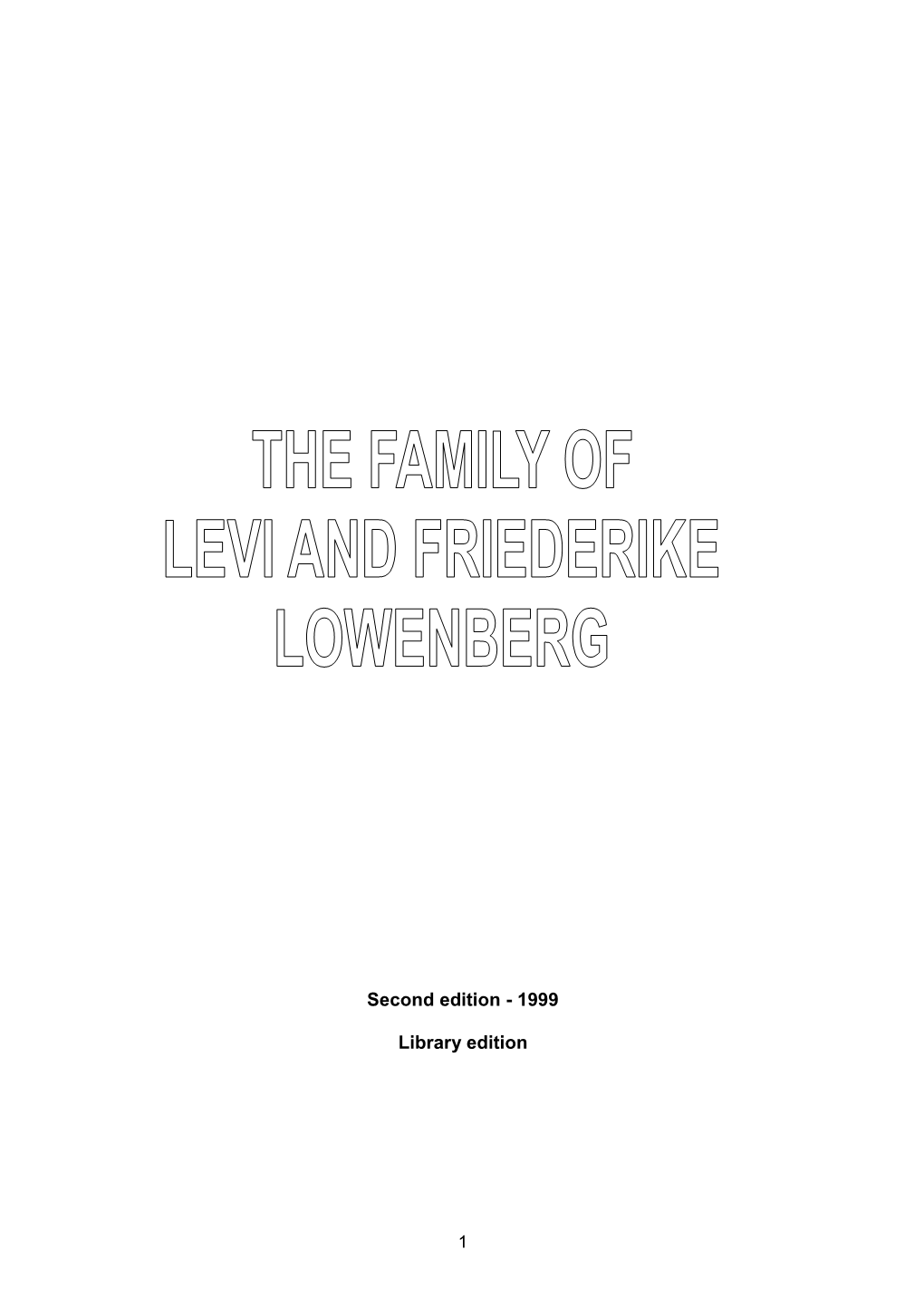 The Family of Levi and Frederike Lowenberg
