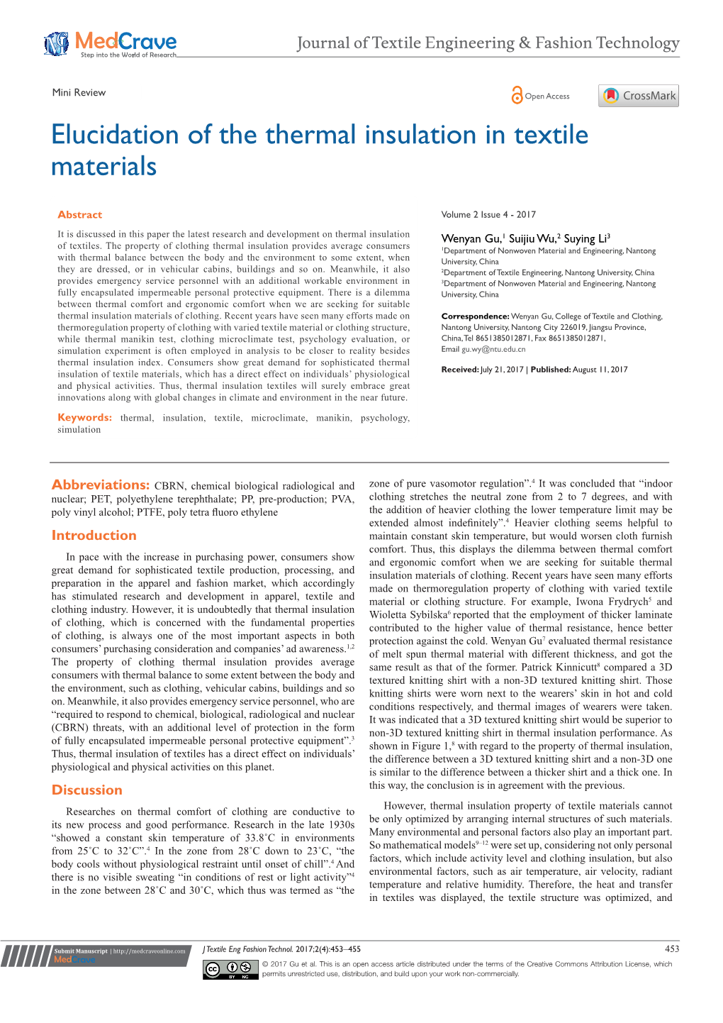 Elucidation of the Thermal Insulation in Textile Materials