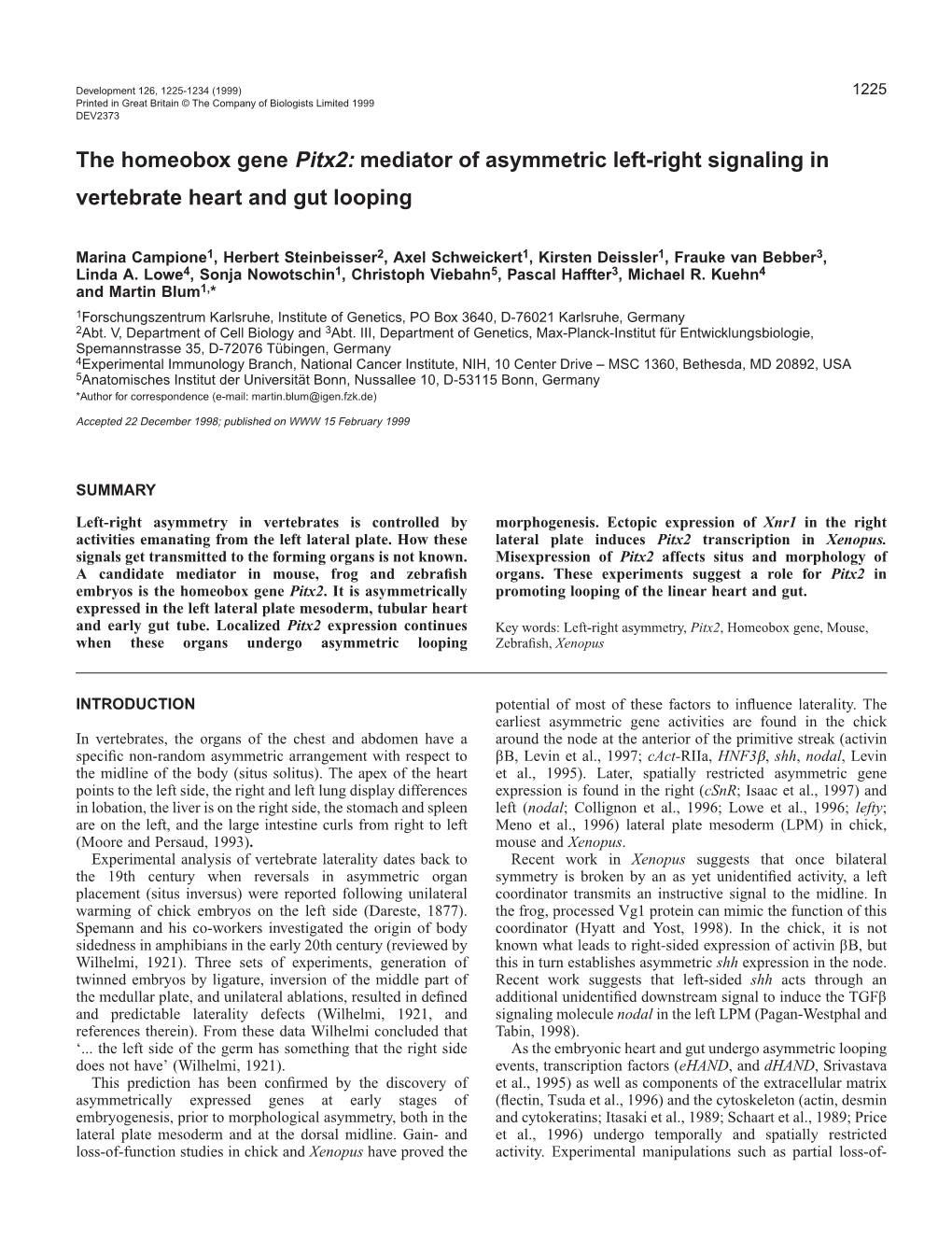 Pitx2 Mediates Left Lateral Signaling 1227