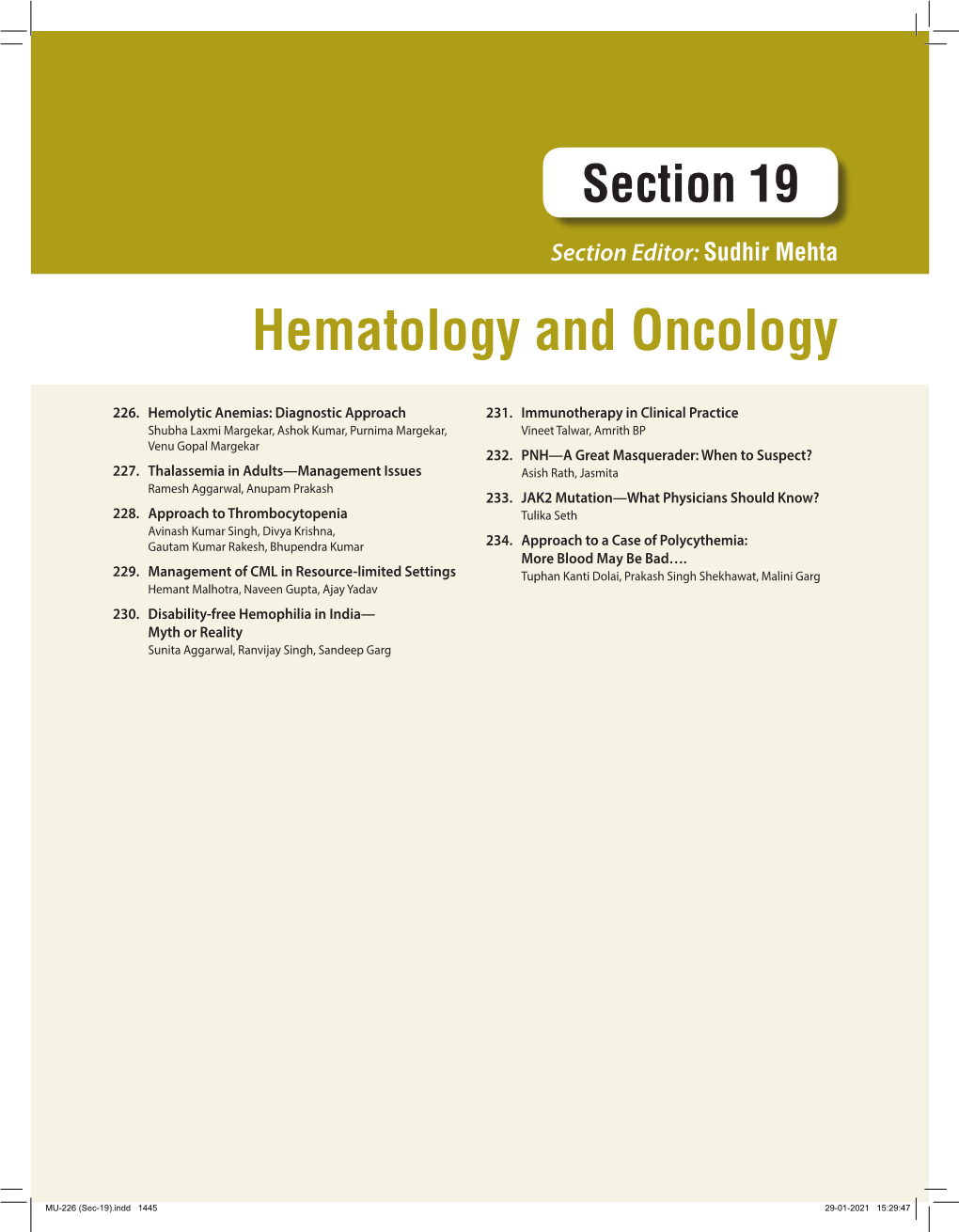 Hematology and Oncology