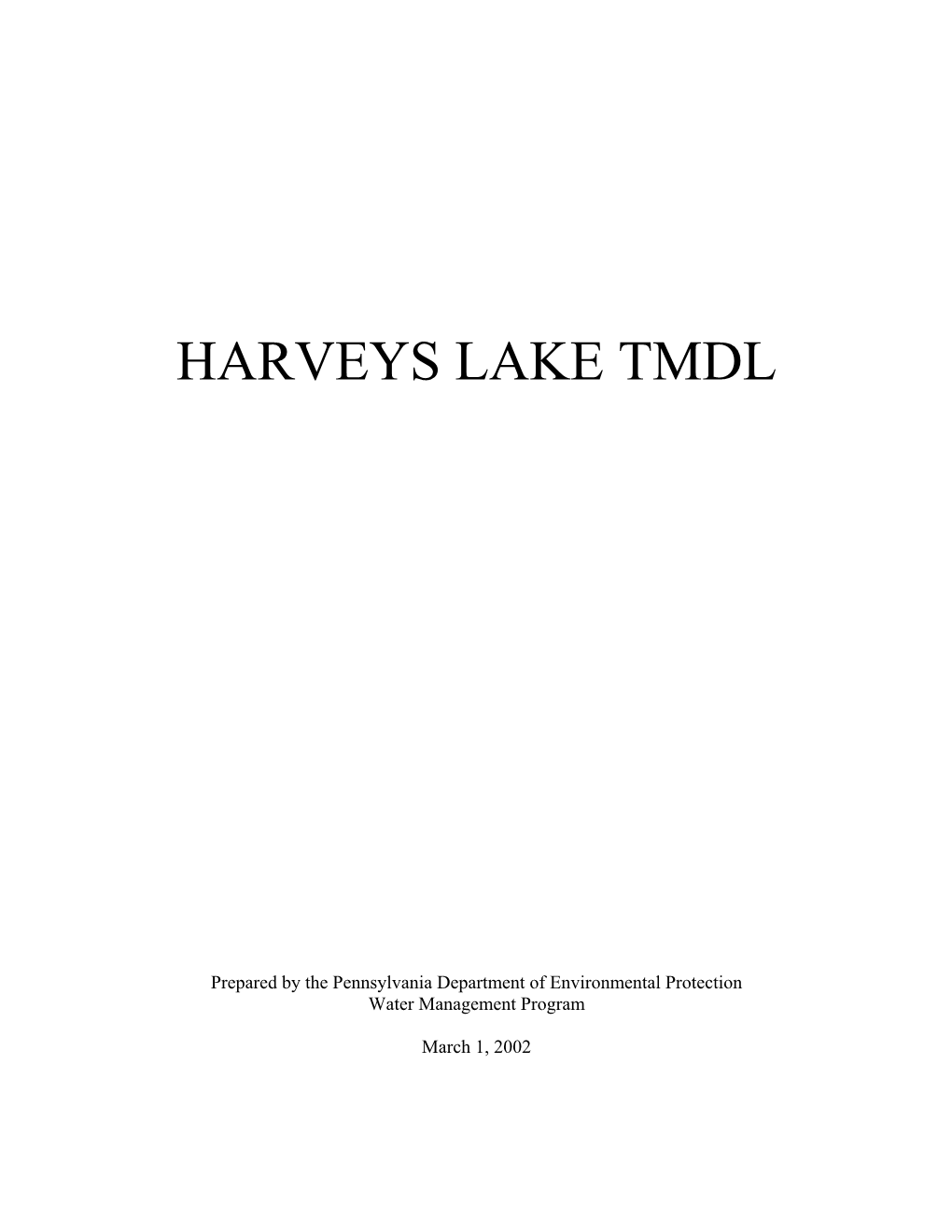 Harveys Lake Tmdl