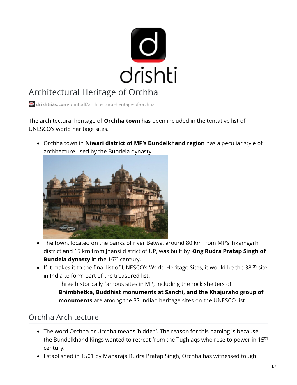 Architectural Heritage of Orchha